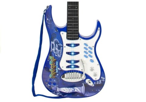Zestaw Gitara Elektryczna Mikrofon Na Statywie Wzmacniacz Niebieska
