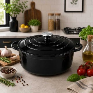 EMALIOWANY GARNEK ŻELIWNY 24cm 4,2L CZARNY 7758