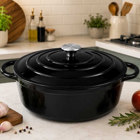 EMALIOWANY GARNEK ŻELIWNY 24cm 4,2L CZARNY 7758