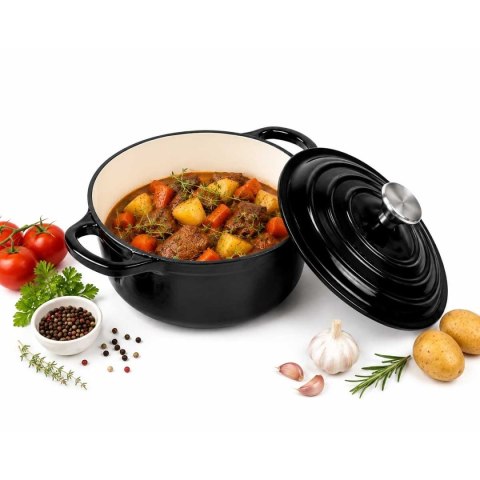 EMALIOWANY GARNEK ŻELIWNY 28cm 5,9L CZARNY 7759