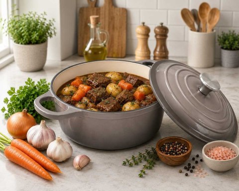 EMALIOWANY GARNEK ŻELIWNY 28cm 5,9L SZARY 7721