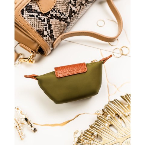 Etui na klucze z poliestru i skóry ekologicznej w kolorze khaki - Peterson