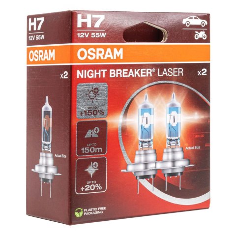 Żarówki halogenowe osram h7 12v 55w px26d night breaker laser +150% /2szt./