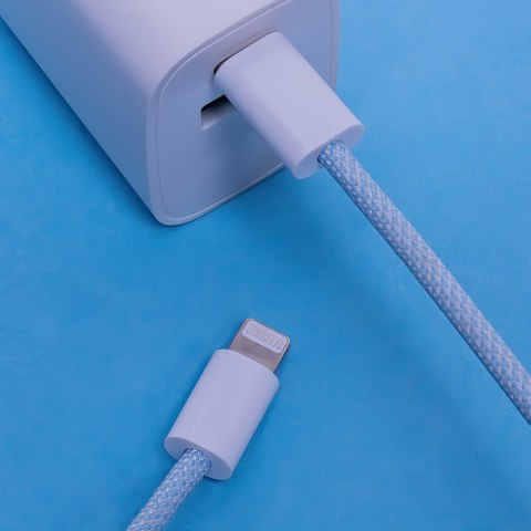 Maxlife kabel mxuc-06 usb-c - lightning 1,0 m 20w niebieski nylonowy