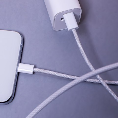 Maxlife kabel mxuc-06 usb-c - lightning 1,0 m 20w szary nylonowy