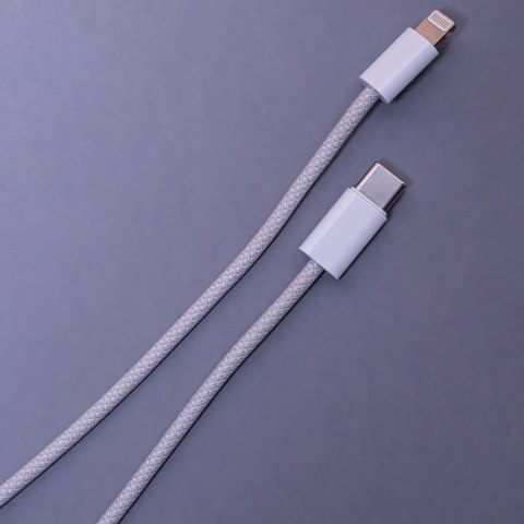 Maxlife kabel mxuc-06 usb-c - lightning 1,0 m 20w szary nylonowy