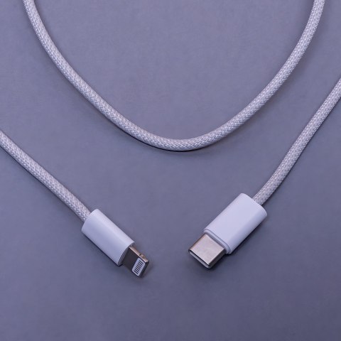 Maxlife kabel mxuc-06 usb-c - lightning 1,0 m 20w szary nylonowy