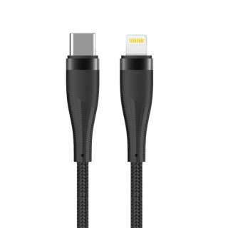 Maxlife kabel mxuc-08 usb-c - lightning 1,0 m 27w czarny nylonowy