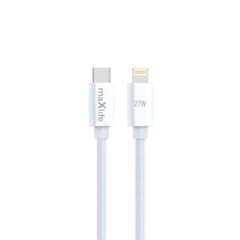 Maxlife kabel mxuc-12 usb-c - lightning 1,0 m 27w biały