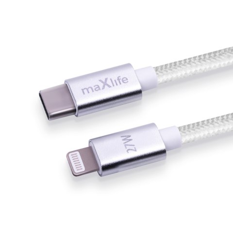 Maxlife kabel mxuc-12 usb-c - lightning 1,0 m 27w biały