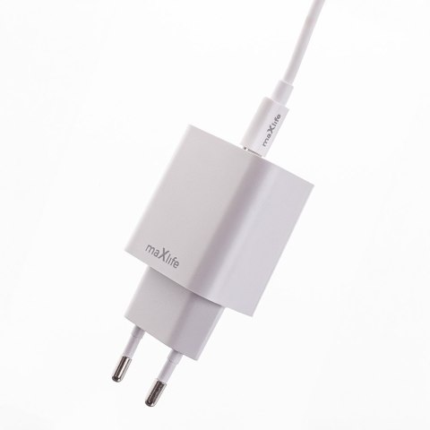 Maxlife ładowarka sieciowa pd qc mxtc-06-20c 1x usb-c 20w biała + kabel usb-c - lightning 20w