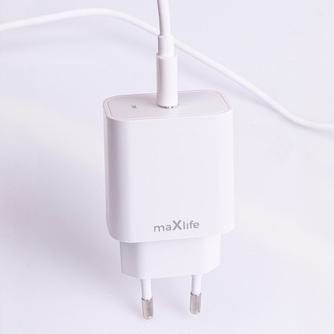 Maxlife ładowarka sieciowa pd qc mxtc-06-20c 1x usb-c 20w biała + kabel usb-c - lightning 20w
