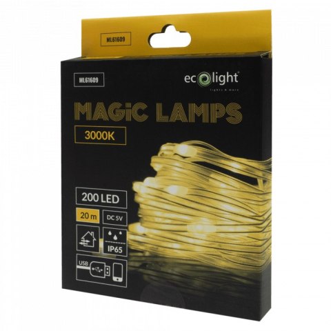 Magiczne lampki 200 led 3000k 20m dc5v