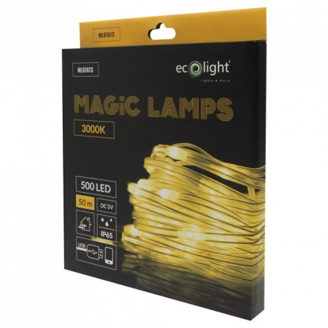 Magiczne lampki 500 led 3000k 50m dc5v