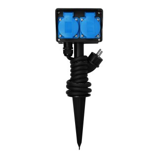 Przedłużacz ogrodowy czterokrotny wbijany, gumowy, 3×1,5mm?, 1,5m, ip44, french hand