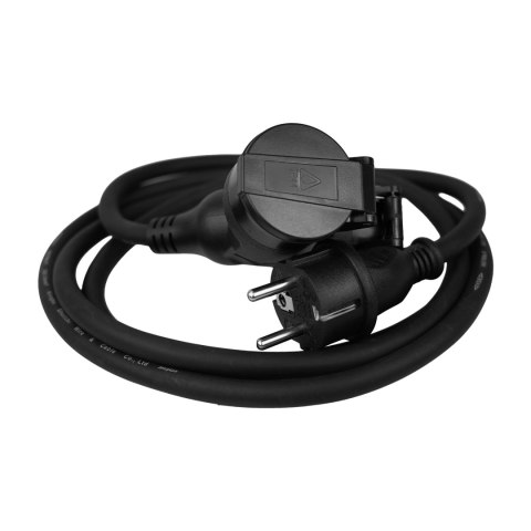 Przedłużacz zewnętrzny podwójny, gumowy, 3×1,5mm?, 10m, ip44, schuko czarny hand