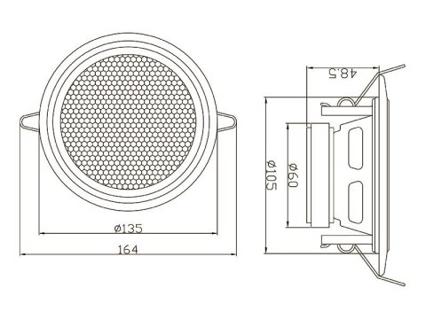 30-715# Głośnik sufitowy ws-135 100mm 15w/8ohm biały
