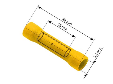 43-027# Konektor łącznik izolowany 3,4/26mm żółty 100szt.