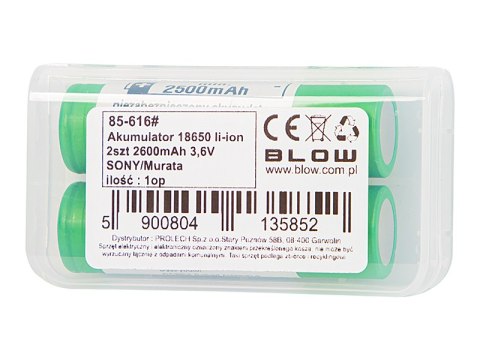 85-616# Akumulator 18650 li-ion 2szt 2600mah 3,6v sony/murata"