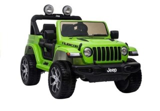 Auto na Akumulator Jeep Rubicon Światła LED MP3 Pilot 4x4 Zielony