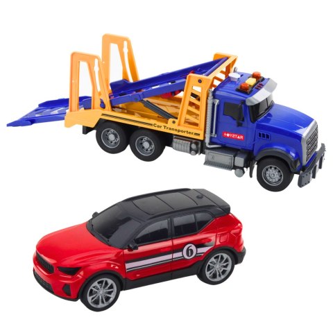 Zestaw Ciężarówka Laweta Transporter Samochód Światła Dźwięki