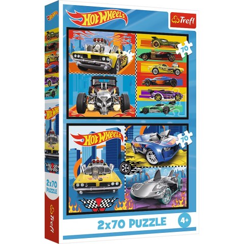 Puzzle - 2x70 - Samochodziki - Hot Wheels - Trefl 34442