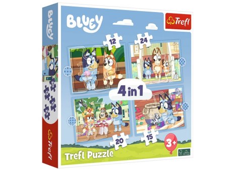 Puzzle - 4w1 (12, 15, 20, 24) - Bluey i jego świat - Trefl 34637