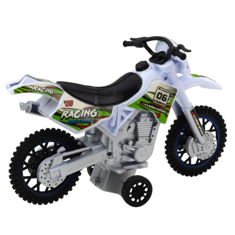 Motor Crossowy Off-Road Napęd Światła Dźwięki Biały