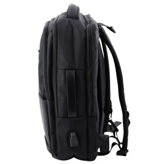 Plecak Miejski Biznesowy USB Pas Piersiowy Czarny 26L 45cm