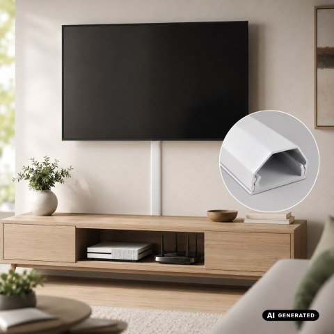 Aluminiowa listwa maskująca do kabli Maclean, 33x18x750mm, biała, MCTV-897 W