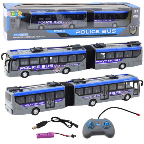 Autobus Policyjny Przegubowy Zdalnie Sterowany RC Światła Szary 1:32