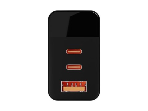 76-030# Ładowarka sieciowa lcd gniazdo usb + usb-cx2 pd 65w gan czarna watomierz