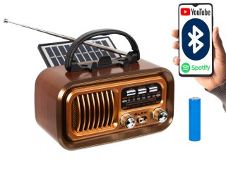77-555# Radio przenośne analogowe am/fm bt blow ra16 solarne retro