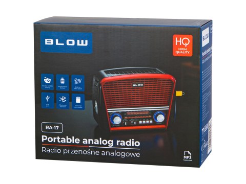 77-556# Radio przenośne analogowe am/fm bt blow ra17 solarne czerwone