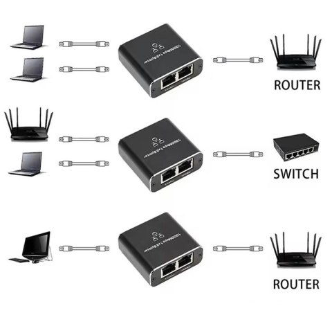 HD43 Rozdzielacz sieciowy 1x2 rj45