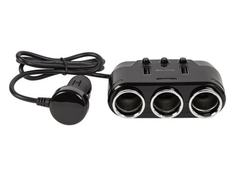 96-881# Rozgałęźnik zapalniczki samochodowej 1xwtyk/3xgniazdo+2xusb cs-35 kabel