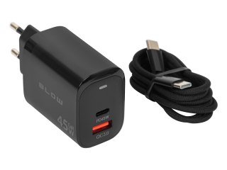 76-033# Ładowarka sieciowa gniazdo usb + usb-c pd 45w + kabel