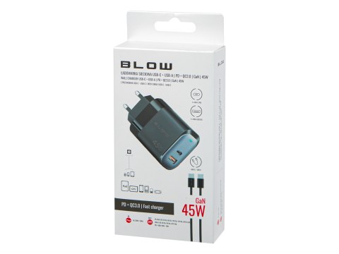 76-033# Ładowarka sieciowa gniazdo usb + usb-c pd 45w + kabel