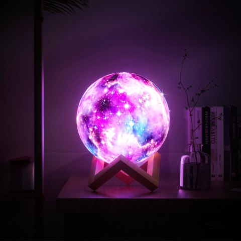 Lampka lampa nocna księżyc świecący 3d moon rgb pilot led light moonlight
