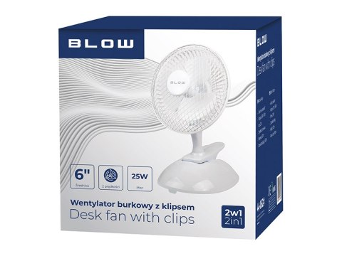 44-062# Wentylator biurkowy 6"/15cm klips 25w 2w1 biały