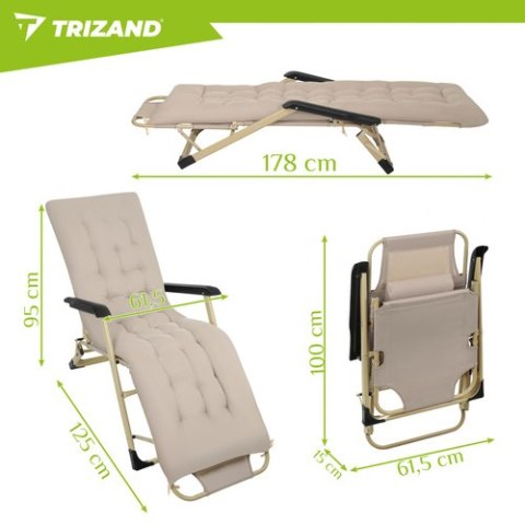 Leżak ogrodowy składany 60x177x30cm Trizand