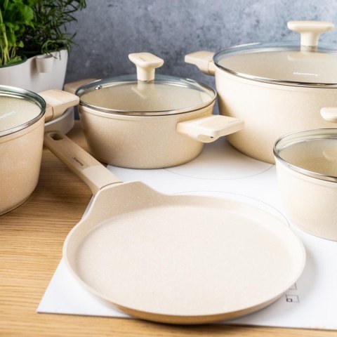 Garnki w zestawie, 12 elementów, z powłoką nieprzywieralną, beżowe, klausberg, kb-7833