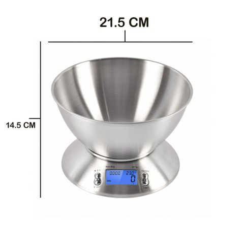 Dokładna waga kuchenna z termometr elektroniczna z miską 1g-5kg inox timer