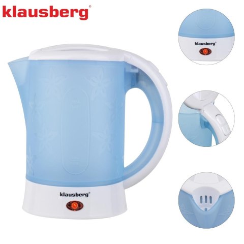 Czajnik elektryczny, turystyczny, 0,6l, 2 kubki + 2 łyżeczki, klausberg