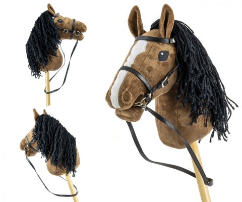 Koń na kiju hobby horse dark brown brązowy