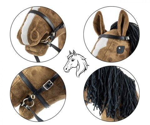 Koń na kiju hobby horse dark brown brązowy