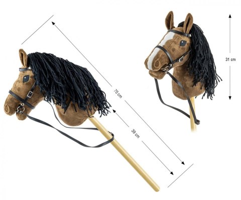 Koń na kiju hobby horse dark brown brązowy