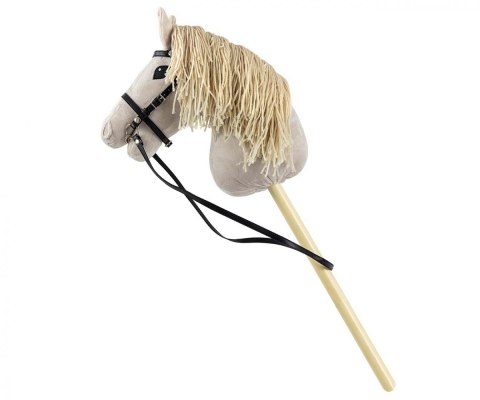 Koń na kiju hobby horse light grey szary