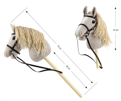 Koń na kiju hobby horse light grey szary