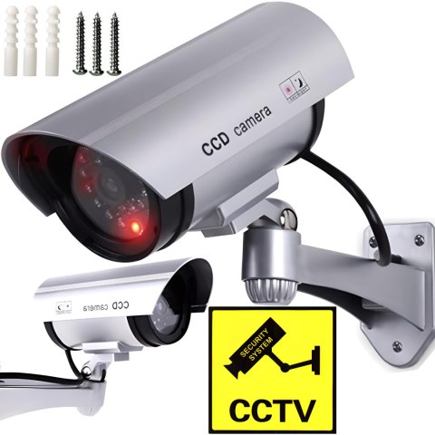 Kamera atrapa ir led kamery zewnętrzna z diodą - srebrna e057